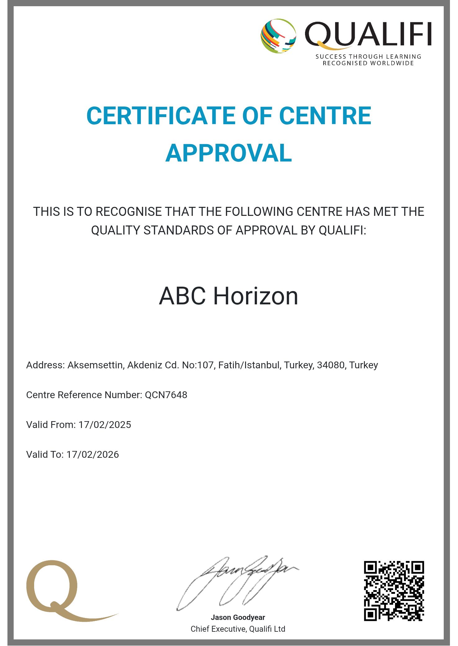 مركز معتمد من qualifi في تركيا اسطنبول